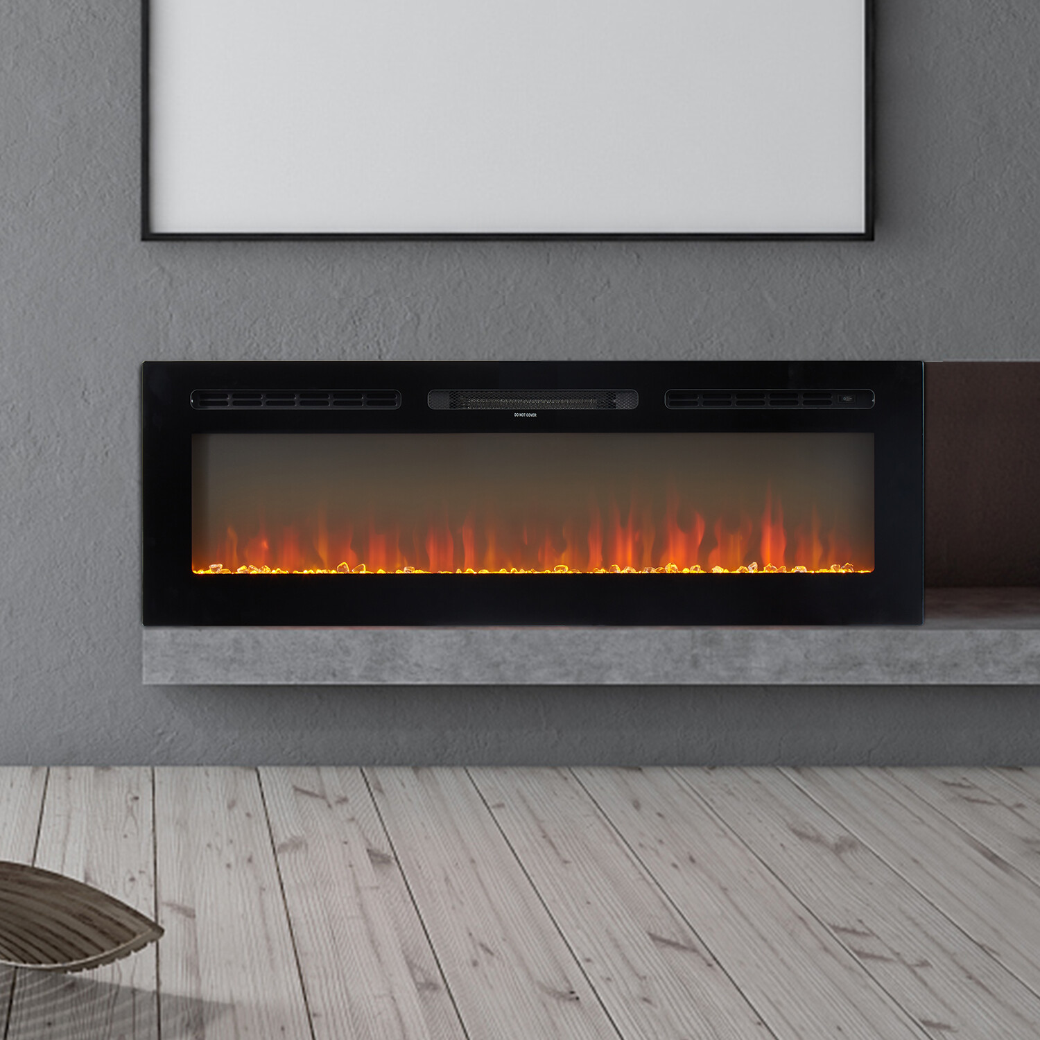 50 Electric Fireplace Recessedu0026Wall Mounted Heater Multicolor with Remote  WiFi | Inox Wind