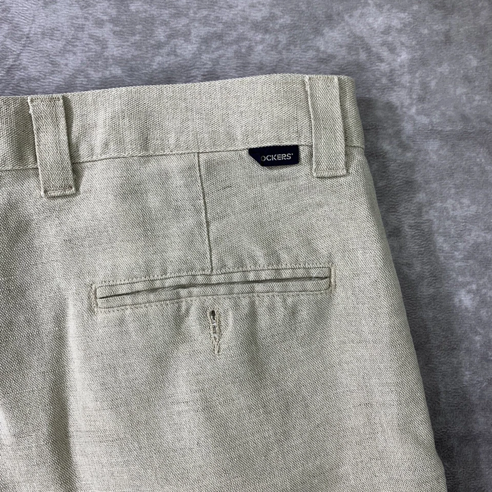 Pantalones Cortos Dockers Para Hombre 38 Mezcla de Lino Beige Plisado Chino Caqui De Colección 1999 Foto 3 de 4