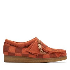  26174011 WOMENS CLARKS WALLABEE ORANGE CHECK
