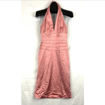 Pink Satin Halter Neck Midi Papell Boutique Evening Dress Size 4 Petite  Vintage | eBay