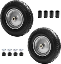 (2 Pack)16 FlatFree Solid Tire and Wheel 4804008 Wheelbarrow 2 pcs