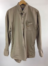 Ralph Lauren CHAPS Brown 100% Cotton Button Front Dress Shirt Size L