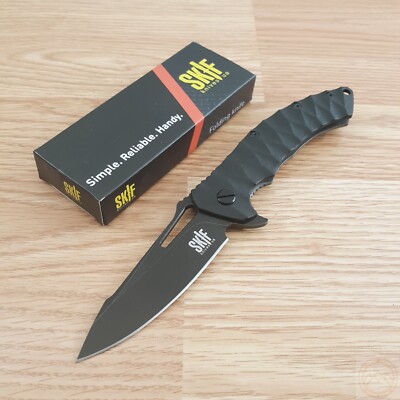 SKIF Knives Shark Folding Knife 3.70'' 9Cr18MoV Steel Blade Black G-10 Handle