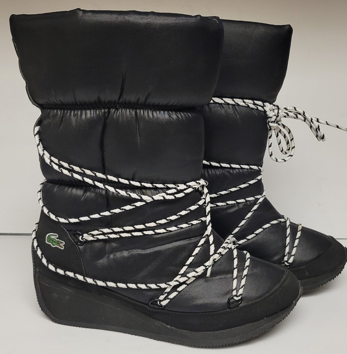 Lacoste Arbonne Apres-ski Pull On Winter Wedge Boots Black Womens Size  US