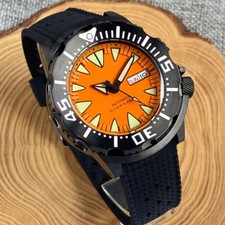 42mm Tandorio Monster Orange Dial Day date NH36 Automatic PVD Case Mens Watch