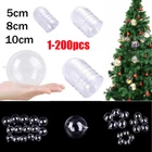 200pcs Christmas Balls Baubles Tree Clear Plastic Sphere Fillable Xmas Ornament
