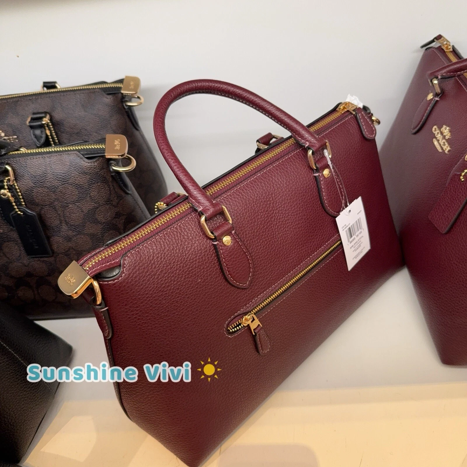 Borsa Coach Georgia nuova con etichetta in pelle firmata CR156 oro merlot