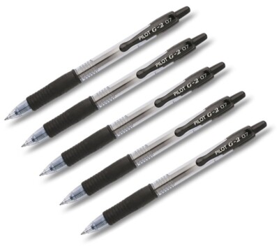 5 x Pilot Gelschreiber Rollerball Pen BL-G2-7 Kugelschreiber fein 0,4 mm schwarz