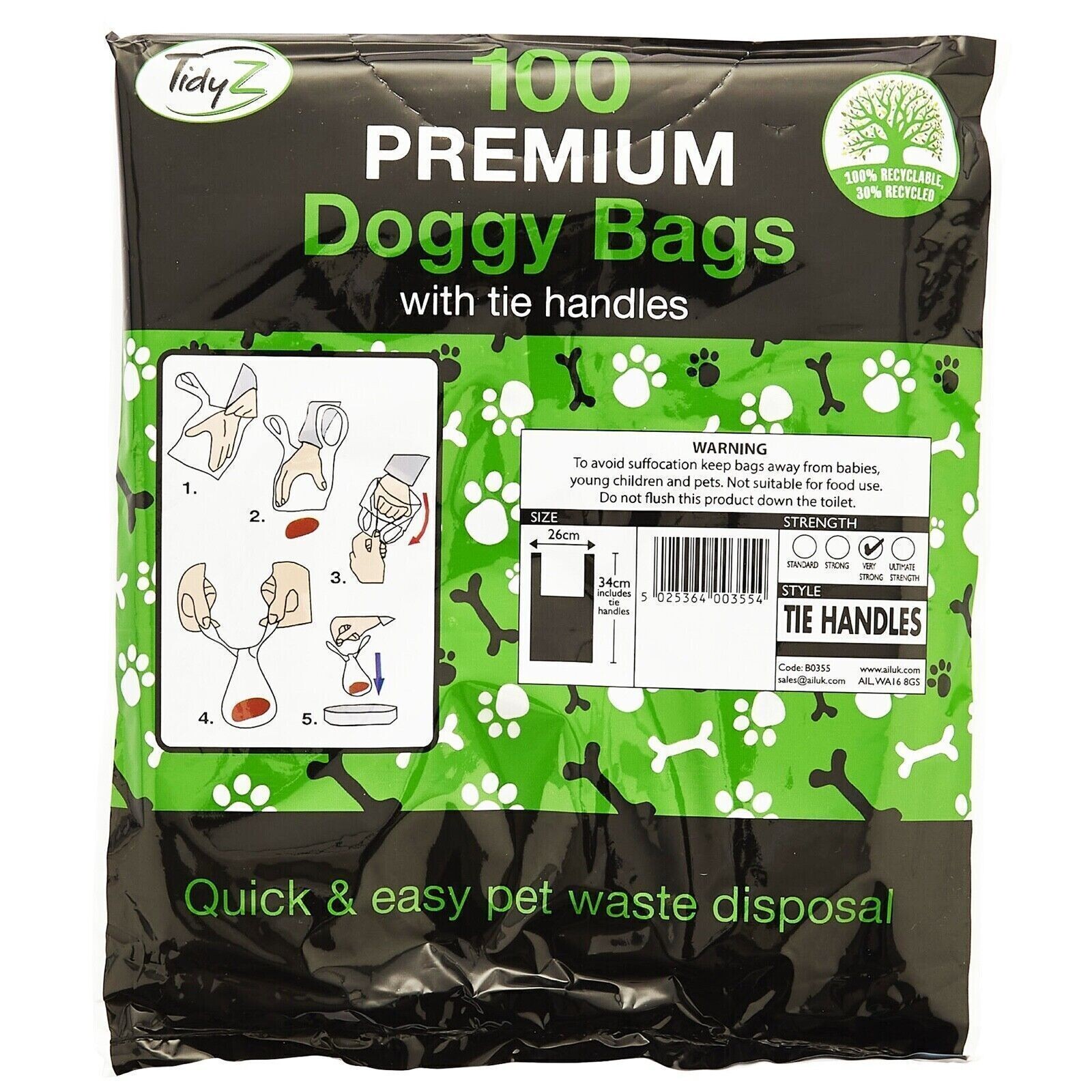 Doggy Bags Extra Strong Dog Puppy Poo Waste Easy Tie Scooper Poop Lemon