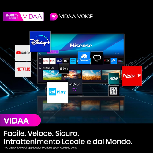 Hisense TV 43" QLED 4K 43A72NQ, Smart TV VIDAA U7, Dolby Vision, HDR 10+, Game M - Foto 10 di 12