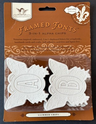 Tattered Angels Framed Fonts 3-in-1 Alpha Chips Nature Embossed 2009 Chipboard
