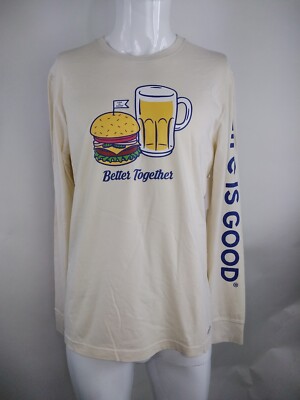 Life is Good Men Long Sleeve Crusher Lite Tee Better Together White Medium 71741