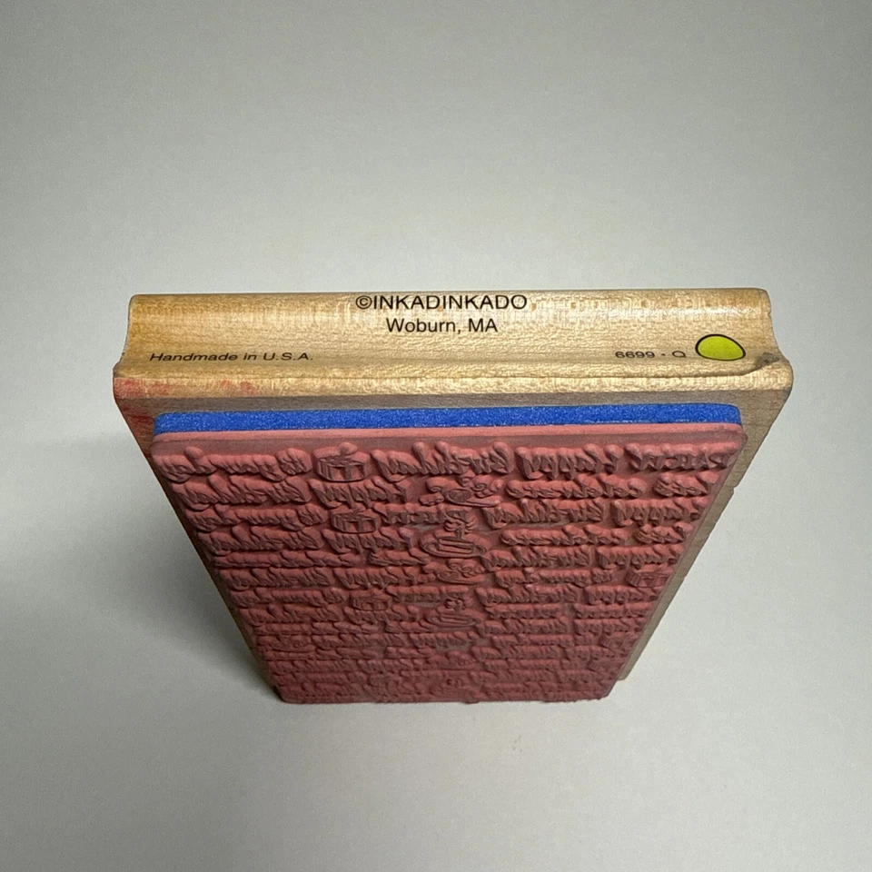 "Sello de goma de madera Inkadinkado feliz cumpleaños palabras fondo celebrar 3,5""x5""" Foto 3 de 4