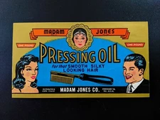 Large 1946 Madam Jones Pressing Oil Valmor Label Black Americana