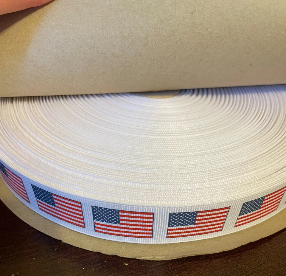 Grosgrain Ribbon 100 Yards American Flag Made USA Old Glory Red White Blue NEW - Image 2 of 4