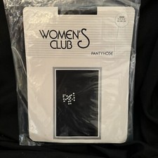 Deadstock Vintage Pantyhose Women  s Club Black w Rhinestone Bow Queen