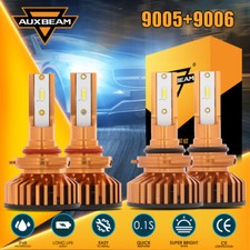 4X AUXBEAM 9006 9005 LED High Low Beam Headlight Bulbs Combo 6000K Bright White