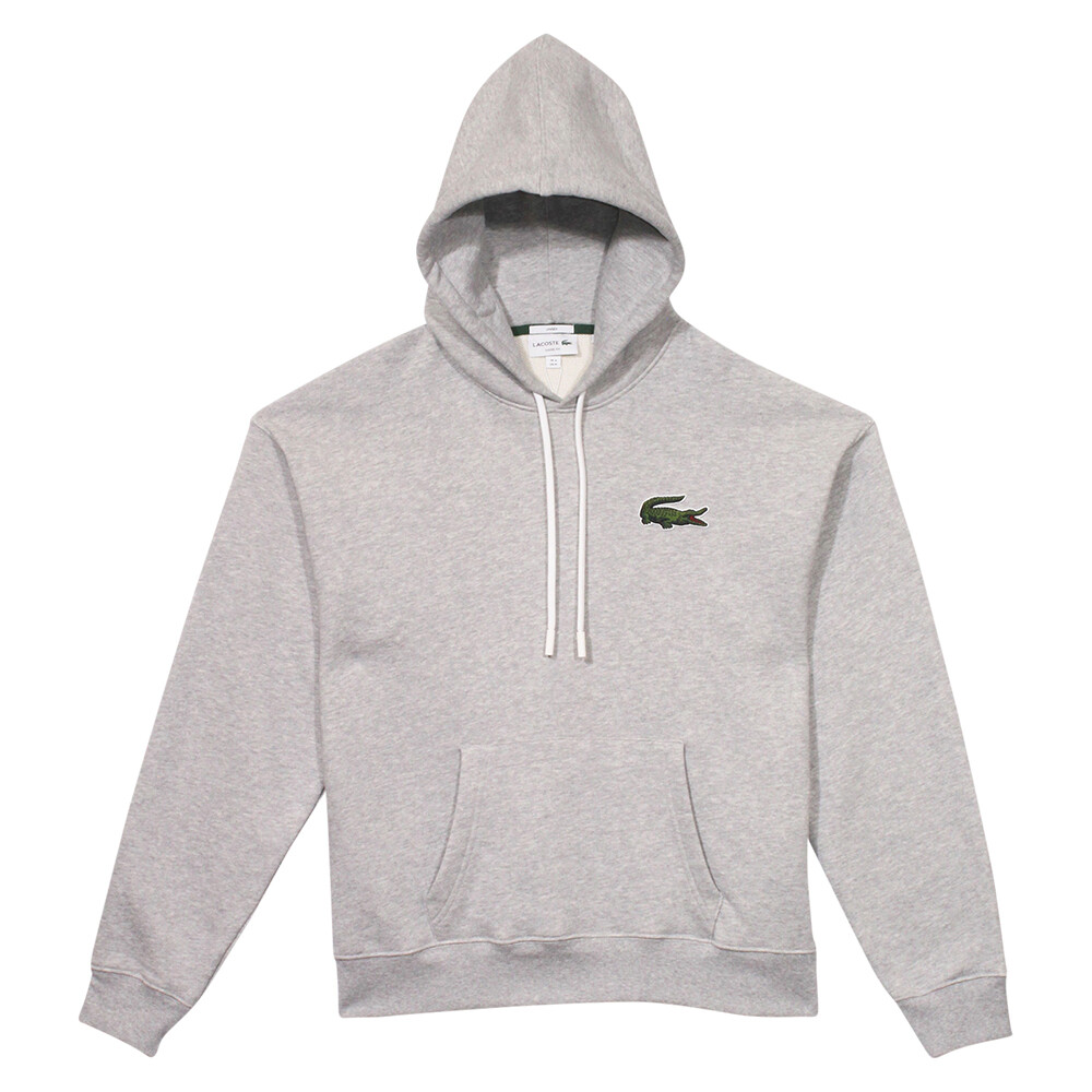 LACOSTE グレー パーカー メンズ　US S Lacoste Men's Sweatshirt Hooded Loose Fit Cotton Pullover Silver
