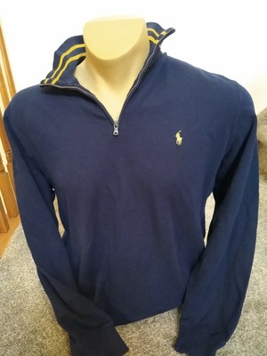 Polo Ralph Lauren 1/4 Zip Pullover Cotton Sweater Navy Medium | eBay