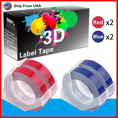 4PK (2Red+2Blue) LabelTape For Dymo S0720020 1540 Dymo 20008 Label Makers