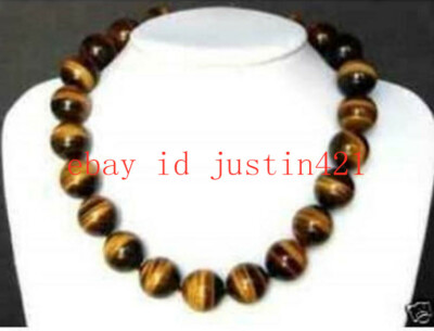 10mm African Roar Natural Tiger's Eye Round Beads necklace 18'' AAA