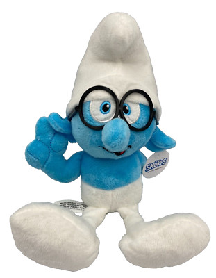 Brainy Smurf Plush Toy Glasses 11 inch tall Soft NWT The Smurfs