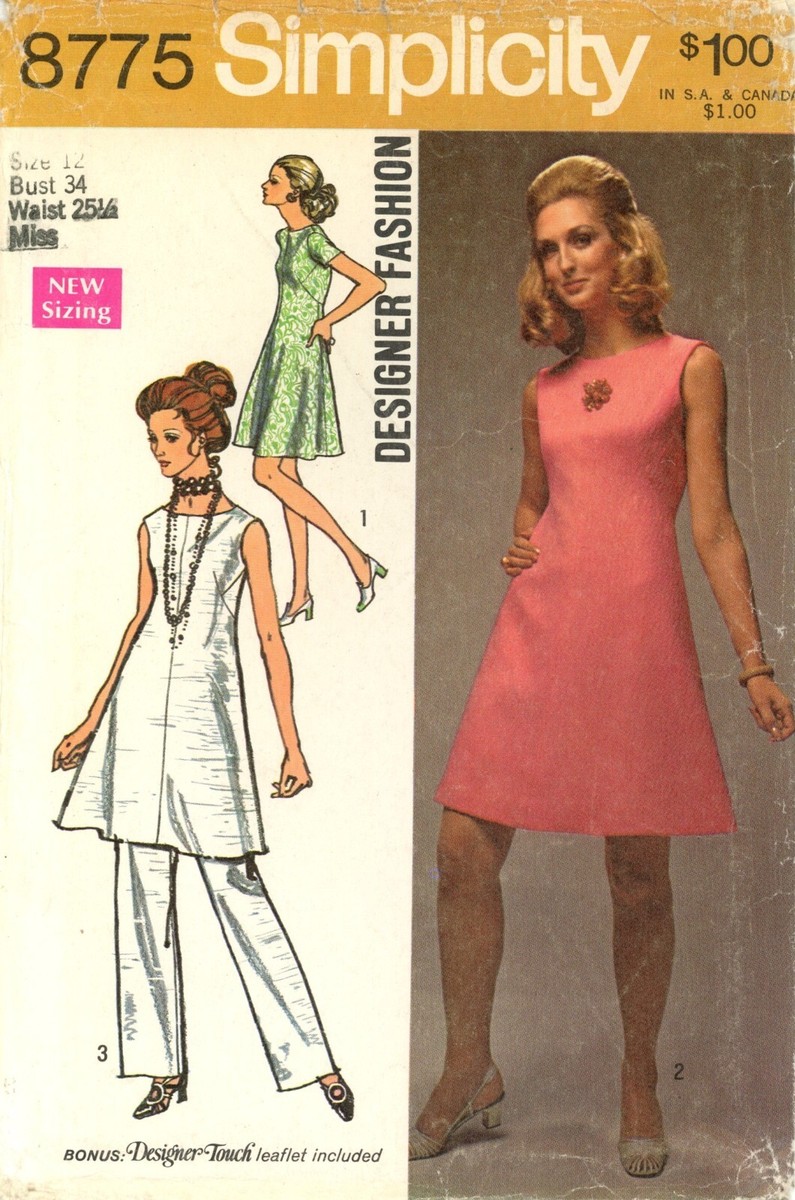Simplicity 8775 Sleeveless A-Line Shell Dress & Side-Zip Pants Sz