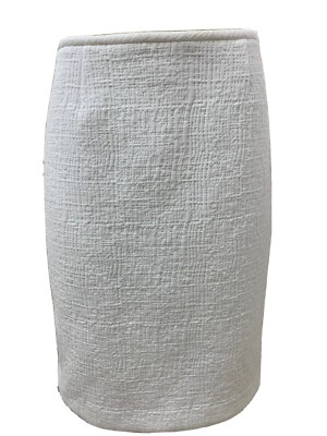 Calvin Klein Dove White Pencil Skit Matelasse Fabric, Back Slit Half Zip Size 12