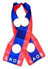 LAOS FLAG SCARF - LIGHTWEIGHT POLYESTER 8" x 60" - NEW SCARF SHAWL WRAP 