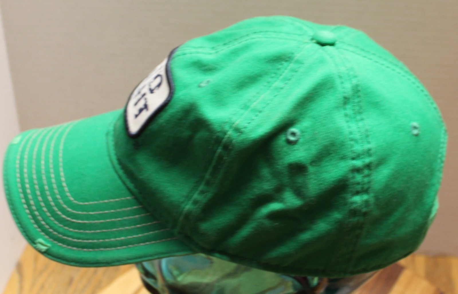 GREEN BUD LIGHT BEER HAT FACTORY DISTRESSED STRAPBACK ADJUSTABLE VGC H6