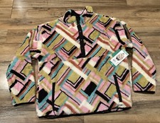 Hurley Womens Pink Multicolor Snap Fleece Pullover Size XL New w/Tags