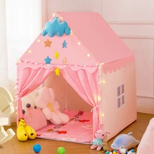 51"Large Princess Castle Kids Play Tent Girl Playhouse Game House Indoor/Outdoo
