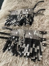 Western Cowgirl Fringe Hair-On Bling Bracelet Boot Strap Band Black Silver Gray