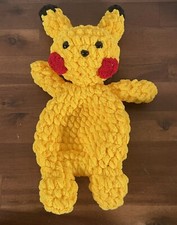 Handmade Crochet Pokemon Inspired Pikachu Soft Blanket Yarn Amigurumi 13" Tall