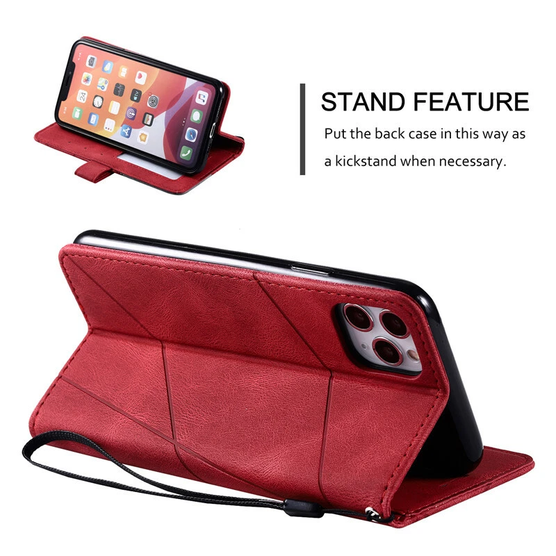 Splice Leather Wallet Flip Case Cover For iPhone 13 Pro 12 XR XS Max X 7 8 Plus - Image 3 of 4