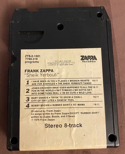 Frank Zappa -Sheik Yerbouti -8-Track tape Twin-pak ZT8-2-1501 Zappa Recs. 1979 - Picture 2 of 5