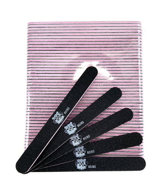 50 Pcs Nail File Round 80/80 Grit | eBay