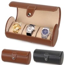 Watch Roll Display Box Leather Travel Case Wrist Watches 3-Slot Storage Pouch US