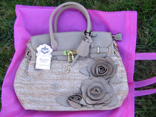Anna Smith Designer Handbag, A6195, Beige, w/cover bag, lock, key, new with tags