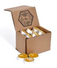 100% Pure Beeswax Tea Light Candles, 4 Hours Each, Unscented, Packs of 24 or 48