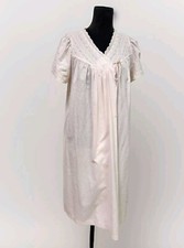 Gilligan OMalley VTG Midi Nightgown Women M Zip Eyelet Lace Pockets Tie Pink