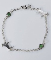 Armband Bullterrier Zwei Edelsteine, Mit 925 Silber NatüRlichen Smaragden Luce