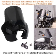 Front Headlight Fairing Adjustable 15" Windshield For Harley Softail FXBB FXST