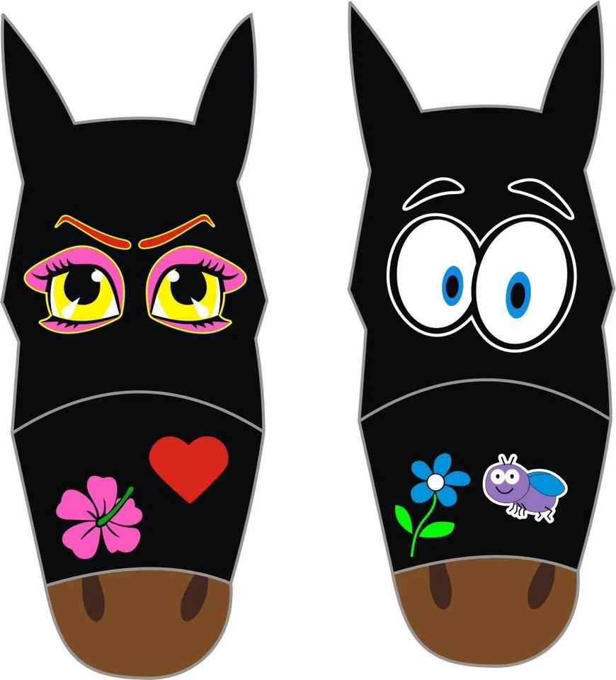 LTG Horse Cob Pony Fly Mask Net Veil Hood Full Face Cartoon Ears Nose Protection - Image 4 of 4