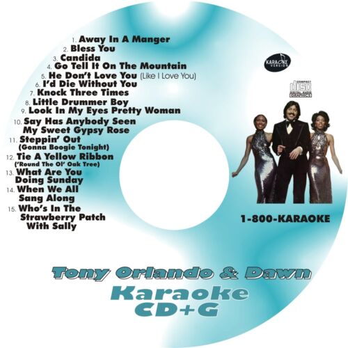 CUSTOM KARAOKE TONY ORLANDO DAWN 15 GREAT SONG cdg CD+G RARE & NUMBER ONE HITS - Afbeelding 1 van 2