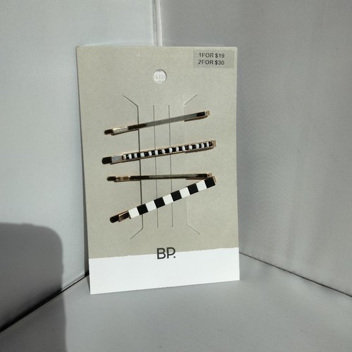 BP NORDSTROMS 4 Pack Geo Tile Hair Clips NOS Black White Gold - Picture 3 of 3