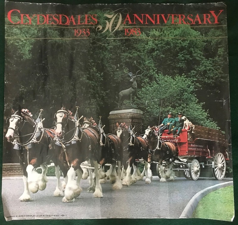 Poster - Budweiser "Clydesdales 50th Anniversary - 1933-1983" **VINTAGE**RARE**