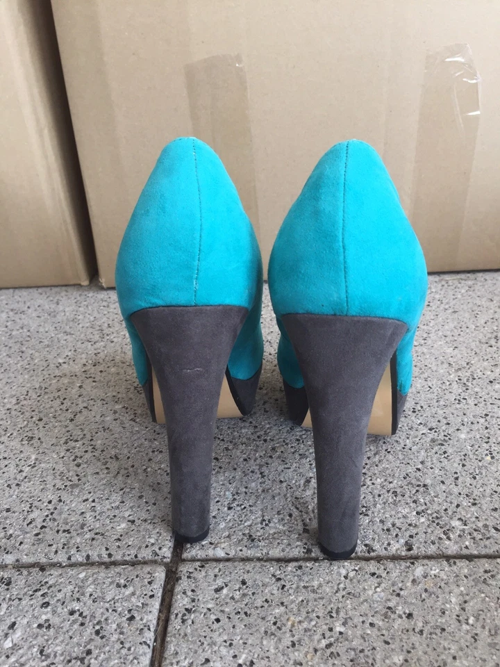 BULLBOXER PUMPS Türkis NEU DAMEN SCHUHE HIGH HEELS PLATEAU - NEU - Gr. 37 - Imagem 4 de 4
