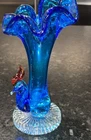 Murano Art Glass Bird Peacock Vase Blue Mid Century Vintage Hand Blown  Fabulous