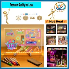 LED Light Up Acrylic Note Board with Markers and Stand